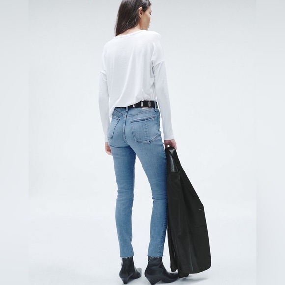 Rag & bone Nina Full Length Skinny Jeans in Levee Medium Wash with Raw Hem - Picture 3 of 10